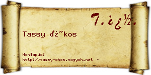 Tassy Ákos névjegykártya